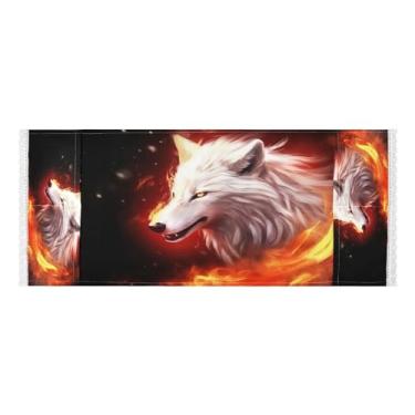 Imagem de Wassud Capas de lavadora e secadora Firewolf, protetor de lavadora com sacos de armazenamento, capa de geladeira à prova de poeira com bolsos para lavanderia doméstica, cozinha, 120 x 55 cm