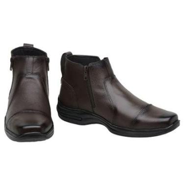 Imagem de Bota Botina Couro Masculina Bico Quadrado Zíper Conforto-Masculino