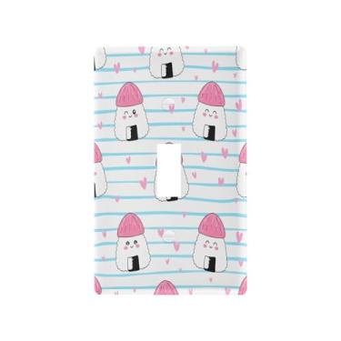 Imagem de Wassud Onigiri com chapéus para interruptor de luz, placa decorativa para tomada de parede, para tomadas elétricas, interruptor único, 11 x 7 cm