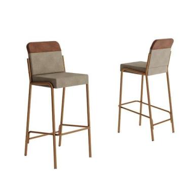 Imagem de Kit 2 Banquetas Altas Duo Carraro Areia E Rosê - MÓVEIS CARRARO