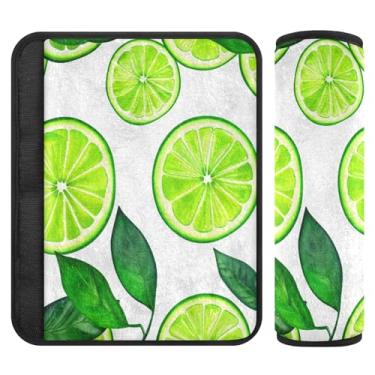 Imagem de Burbuja Capa para cinto de segurança de carro em aquarela com fatias de limão, macio, confortável, protetor de cinto de segurança para alça de ombro de assento, 1 par médio