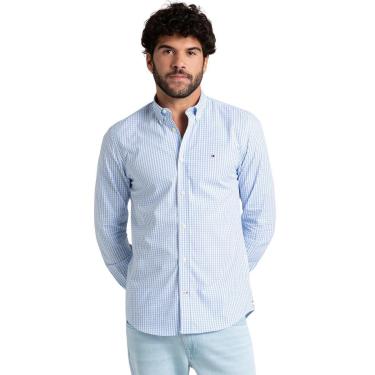 Imagem de Camisa Masculina Tommy Hilfiger Xadrez Azul Claro-Masculino