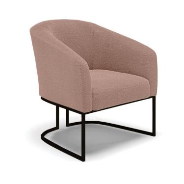 Imagem de Poltrona Decorativa Base Industrial Preto Stella Bouclê Rosê D03 - D'rossi