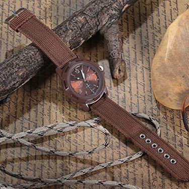 Imagem de ZJchao Caso de Liga, Movimento Eletrônico, Relógio de Pulso Analógico de Estilo Militar Com Alça de Nylon para Uso do Exército (Café SWI)