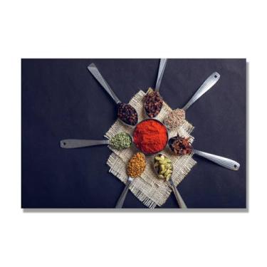 Imagem de NHLDZYH Arte de parede em tela colorida para especiarias e colher de tempero | Decoração de cozinha vintage | Arte moderna para casa e sala de jantar. B09. Tela somente 80 x 120 cm - 31,5 x 47,3 pol