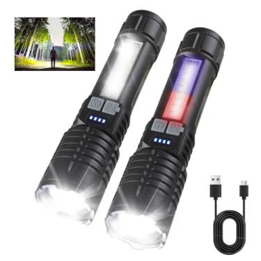 Imagem de Rumenglai Lanternas de alto lúmens, 5 modos de brilho ajustável, lanterna tática de LED à prova d'água, brilho ajustável para casa/emergência (pacote com 2)