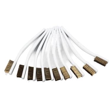 Imagem de aqxreight Conjunto de Escova de Latão para Evitar Deslizamento Com Cabo Curvo Escovas de Fio de Latão para Bico de Impressora 3D Hot End 10pcs Limpeza a Quente Projetada e de de Esta Limpeza e de