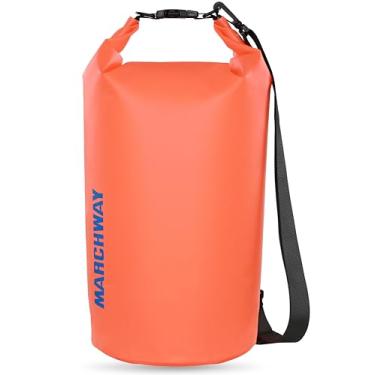 Imagem de Mochila impermeável flutuante bolsa seca 5L/10L/20L/30L/40L, pacote de saco seco de rolo para canoa marinha rio caiaque rafting natação acampamento caminhadas praia pesca vela remo (laranja, 10L)