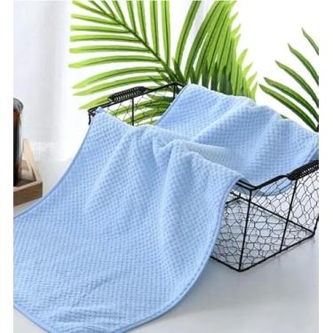 Imagem de Toalha de Banho Grande Microfibra 70x140cm Alta Absorção Toalha Secagem Rápida para Praia Academia Viagem (azul BEBE)