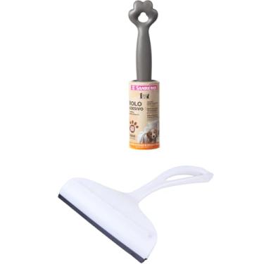 Imagem de Kit 1 Rodo de pia Branco e 1 Rolo Adesivo Tira Pelo com 60 folhas, Linha Pet