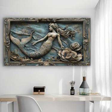 Imagem de Arte de parede em tela rústica Ocean Goddess - Pôster sem moldura de 30 x 61 cm - Decoração de casa e escritório para sala de estar, quarto, cozinha e café