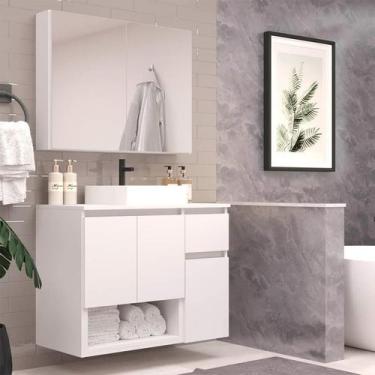 Imagem de Conjunto de Gabinete Suspenso com Cuba e Armário de Banheiro Aurora 5 