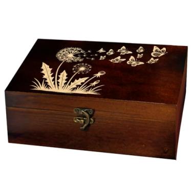 Imagem de arricraft 1 caixa de armazenamento de lembranças, caixa de memória de cartão de tarô retangular de borboleta de dente-de-leão para armazenamento de tabuleiro de joias de aniversário 24 x 14 x 9 cm