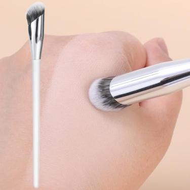 Imagem de 1 pincel de corretivo angular sob os olhos, maquiagem creme, pincel de mistura para contorno do nariz, pincel de base facial, 16 cm