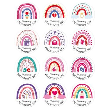 Imagem de PETCEE Adesivos de Feliz Dia dos Namorados - 72 peças coloridas redondas autoadesivas etiquetas e etiquetas para presente cartões de embrulho selos de envelope crianças professores amigos e