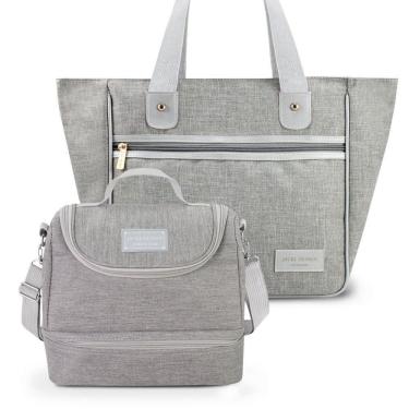 Imagem de Conjunto Bolsa Térmica E Bolsa Shopper Jacki Design Cinza Claro