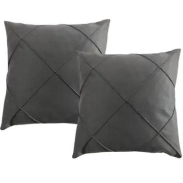 Imagem de Kit 2 Capa de Almofada Home&Cia Suede Aveludada Drapeada 45x45cm Grafi
