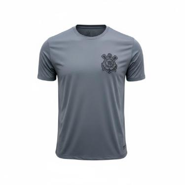 Imagem de Camisa Corinthians Brasão Bordado Licenciado Coimbra Cinza-Masculino