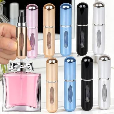 Imagem de Pacote com 10 frascos de perfume recarregáveis, tamanho para viagem, atomizador de perfume portátil à prova de vazamento de 5 ml com enchimento inferior fácil, mini frascos de spray recarregáveis para