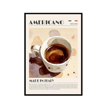 Imagem de Impressão de café vintage aquarela bebendo pôsteres arte de parede café decoração de cozinha sala de jantar escritório café bar decoração de parede (SKU2,12 x 18 polegadas = (30 x 45 cm), moldura