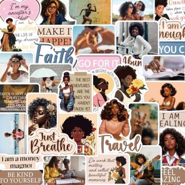 Imagem de Aposwow Adesivos femininos para meninas negras - 100 peças de adesivos de garrafa de água para quadro de visão, decalques motivacionais à prova d'água, adesivo de vinil inspirador para diário de