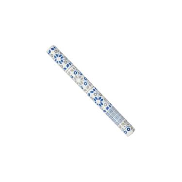 Imagem de Papel de Parede Adesivo em PVC Estampa Planta Azul, 5 Metros x 45cm, Lavável, Fácil Aplicação, Material Polipropileno de Vinil