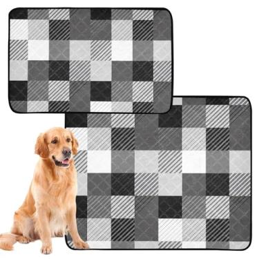 Imagem de Tabuleiro de xadrez alternado preto para cães de estimação laváveis tapete de caixa de cachorro fofo à prova d'água reutilizável almofada de xixi para gatos, almofadas de treinamento de filhotes