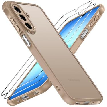 Imagem de ivoler Capa 3 em 1 para Samsung Galaxy A17 4G/5G com 2 protetores de tela de vidro temperado, [proteção de grau militar] Capa protetora de telefone fina fosca e traseira rígida [antiarranhões