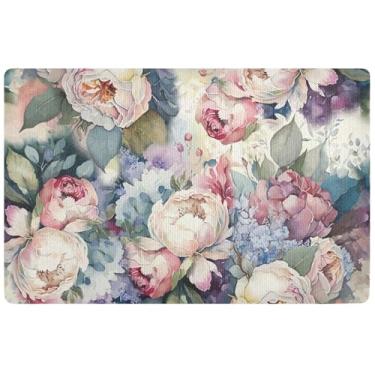 Imagem de TSENQUE Tapete de porta personalizado colorido abstrato buquê de flores outono tapete de sapato engraçado à prova d'água, tapete externo absorvente tapete de porta frontal entrada externa 81 x 50 cm