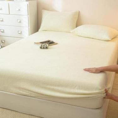 Imagem de Lençol de baixo de pelúcia ultramacio com bolso profundo, capa protetora de colchão, conjunto de cama para todas as estações, elástico ultra elástico de 360 graus, para quartos tipo 04||150 x 200 cm
