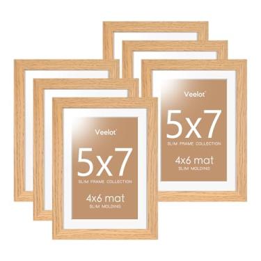 Imagem de Veelot Conjunto de 6 porta-retratos 12 x 18 cm com acrílico HD resistente a quebras - Use como moldura de 10 x 15 cm com tapete ou tela de 12 x 17 cm sem tapete - Molduras de borda fina para exibição