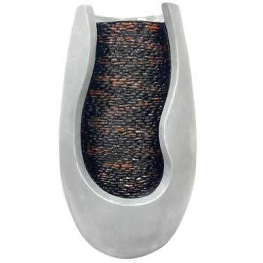 Imagem de Fonte Cascata de Água Decorativa Grande com Iluminação LED, Design Moderno (Branco)