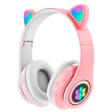 Imagem de Fone Headset Bluetooth Colorido Com LED Sem Fio Gatinho