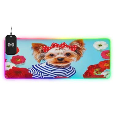 Imagem de CEBUGI Mouse pad de carregamento sem fio para cães 15W mouse pad rápido para jogos com 14 iluminação LED RGB para jogos, PC, laptop, mesa 80 x 30 cm