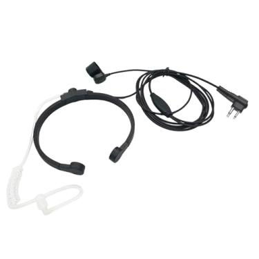Imagem de stdgove Microfone tático para garganta de 2 pinos, rádio bidirecional, condução óssea, fone de ouvido Mike para Motorola CP100 PR400 CP200D CLS1140 DLR1060 CP185 Walkie Talkies