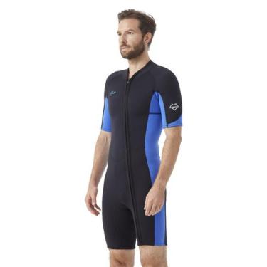 Imagem de Traje de Neopreno Corto Hevto 2mm para Hombre, Azul, para Surf y Buceo