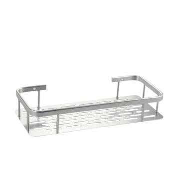 Imagem de Prateleiras e Estantes para Temperos，Kit 2 Prateleiras Reto Adesivo Premium Suporte Organizador Prateado Cromado Aluminio Rack Grande