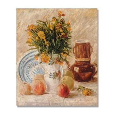 Imagem de NHLDZYH Quadro para cozinha - ainda vida vintage de flores - natureza morta em tela - decoração de parede romântica e acolhedora. B46. 60 x 72 cm apenas tela