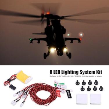 Imagem de Cosiki Kit de de Iluminação de Helicóptero de Avião RC 8 LED para Vôo Noturno Compatível Com Transmissor FUTABA JR KO SANWA Modo de Controle Remoto para Entusiastas