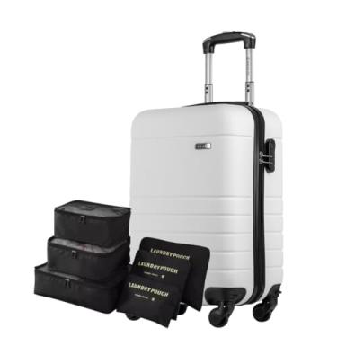 Imagem de Mala Bordo 10kg + Kit Organizador Necessaire 6 pçs (ABS, Essencial 2 Branco)