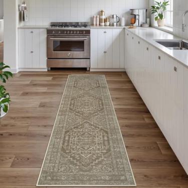 Imagem de Uphome Passadeira longa lavável para corredores, 2x8 Boho Entryway Runner, antiderrapante, tapete macio para casa de fazenda, tapete baixo para corredor, cozinha, banheiro, castanho-acastanhado