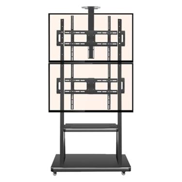 Imagem de Suporte de TV de tela dupla Suporte móvel para carrinho de exibição Cabide vertical de TV para conferência