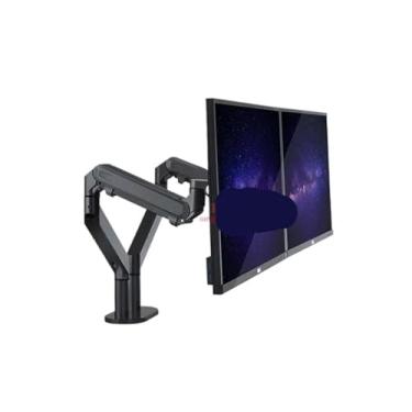 Imagem de BEGWVDJTP Suporte pneumático de pressão de ar OZ-2 de 10 a 32 polegadas, inclinação, LCD, suporte giratório de 2 a 8 kg, suporte de mesa para monitor duplo com base de ilhós de fixação (preto)