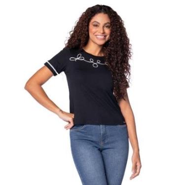 Imagem de Camiseta Feminina Olho Fatal Bordada Preto/Branco-Feminino