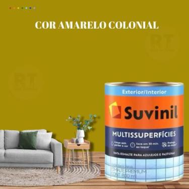 Imagem de Tinta Epoxi Cozinhas e Banheiros Cor Amarelo Multissuperfícies 800ml S