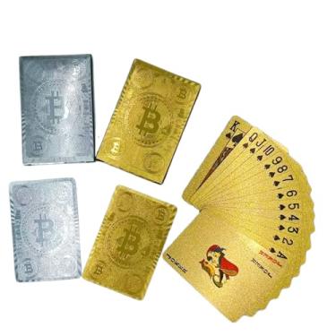 Imagem de HumblePleb 2 Pack Bitcoin Waterproof Playing Cards, Gold & Silver Foil PET Plastic Poker Deck, 2.25 x 3.43 Inch Durable Washable Crypto-Themed Cards for Poker, Game Night & Gifts