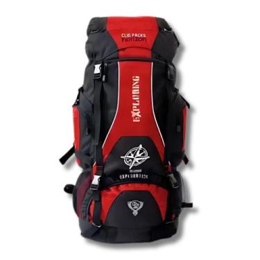 Imagem de Mochila Reforçada Camping Trilha Caminhada 70 Lts - Clio, Vermelho