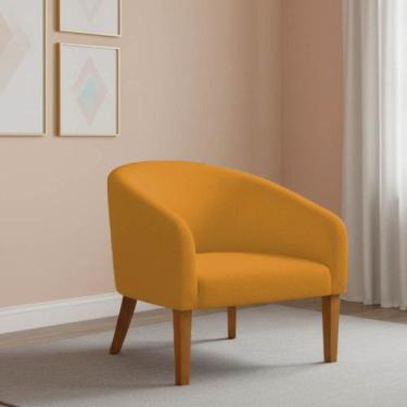 Imagem de Poltrona Sala Decorativa Stella Pé Madeira Trapézio Castanho Bouclê D0