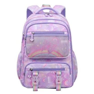 Imagem de Mochila Feminina Escolar Borboleta Delicada Bolsa Arco Iris Estilo Fichario Com Abertura 180-Feminino