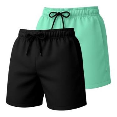 Imagem de Kit 2 Bermudas Short Tactel Masculina Lisas com Bolsos e Ajuste na Cintura-Masculino